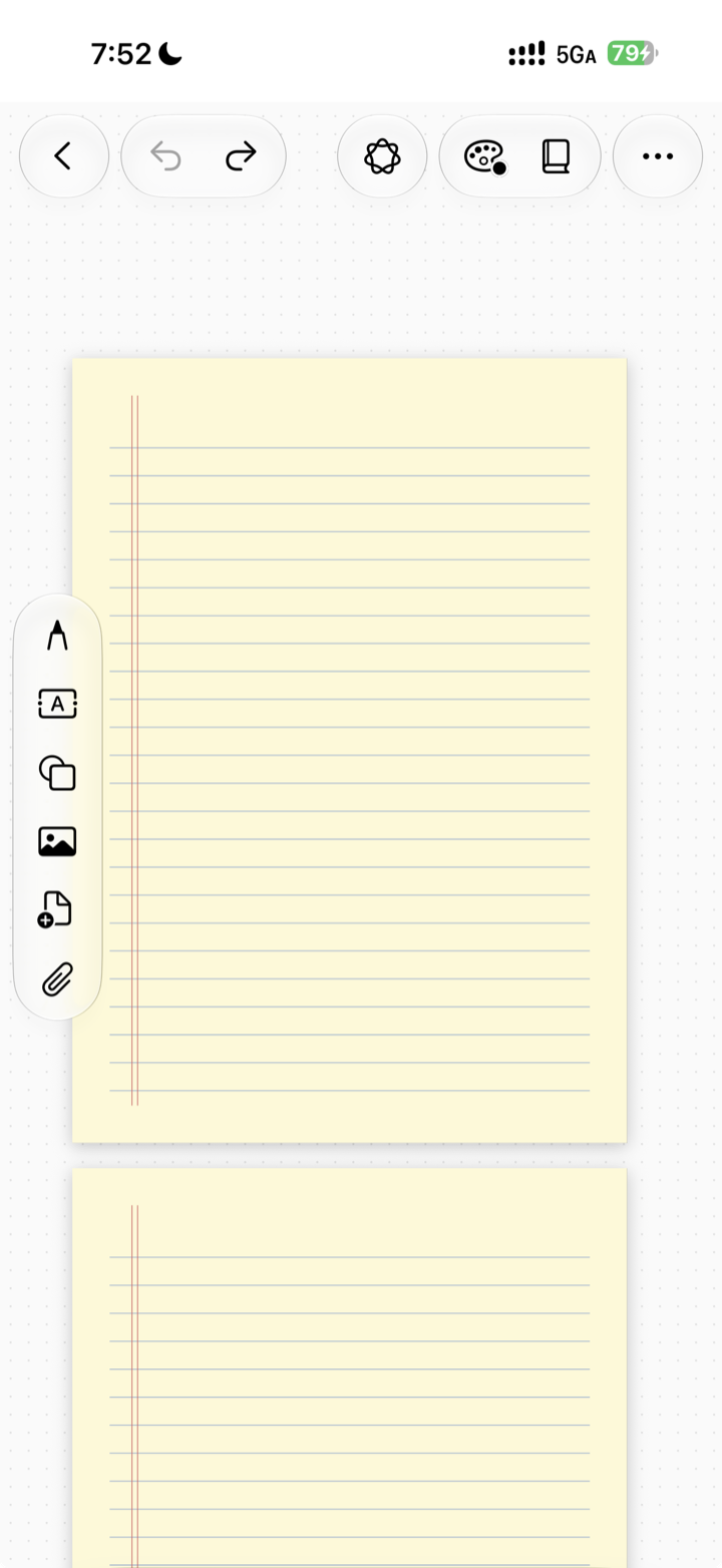 The Notelix page-template picker showing ruled, dotted and grid papers on iPhone