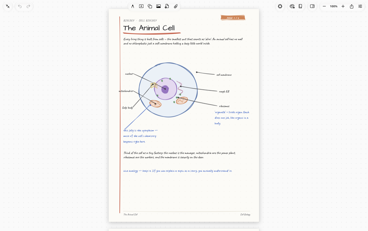 Notelix canvas with a handwritten note open on a Mac